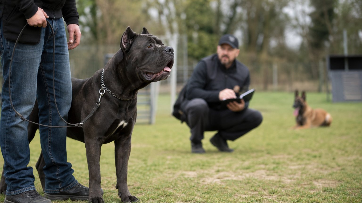 Séance de socialisation contrôlée pour un Cane Corso calme
