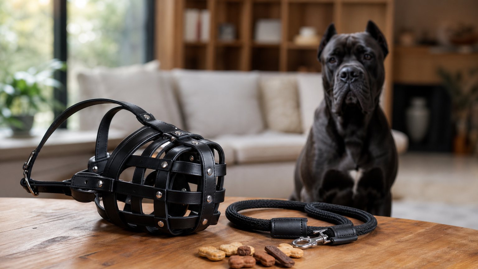 Muselière panier confortable avec laisse et friandises pour grand chien