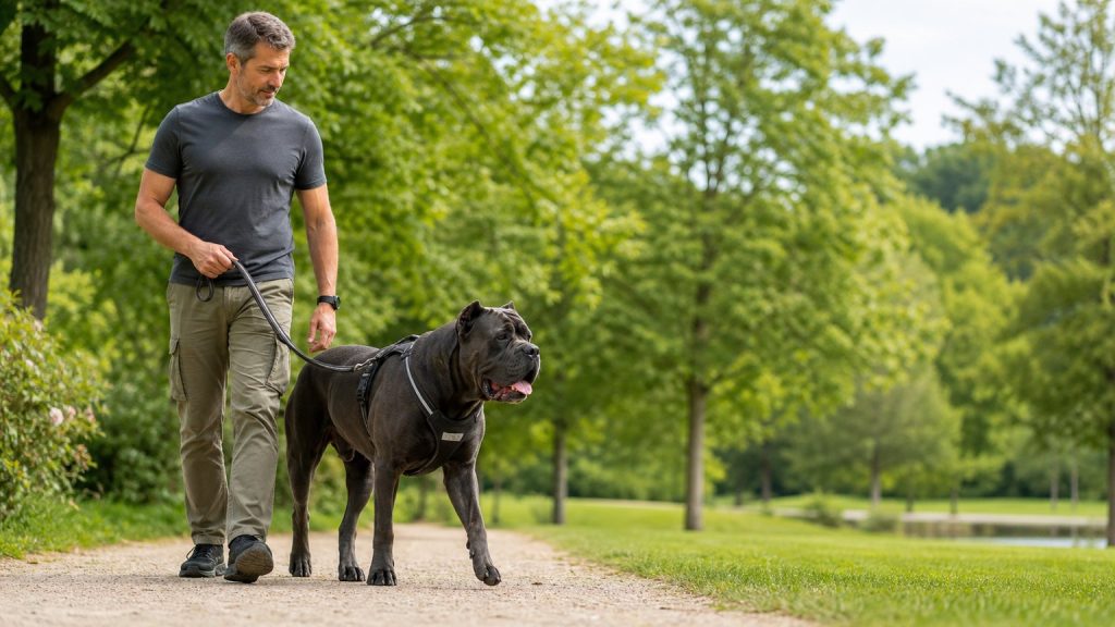 Promenade contrôlée pour préserver les articulations d’un grand chien
