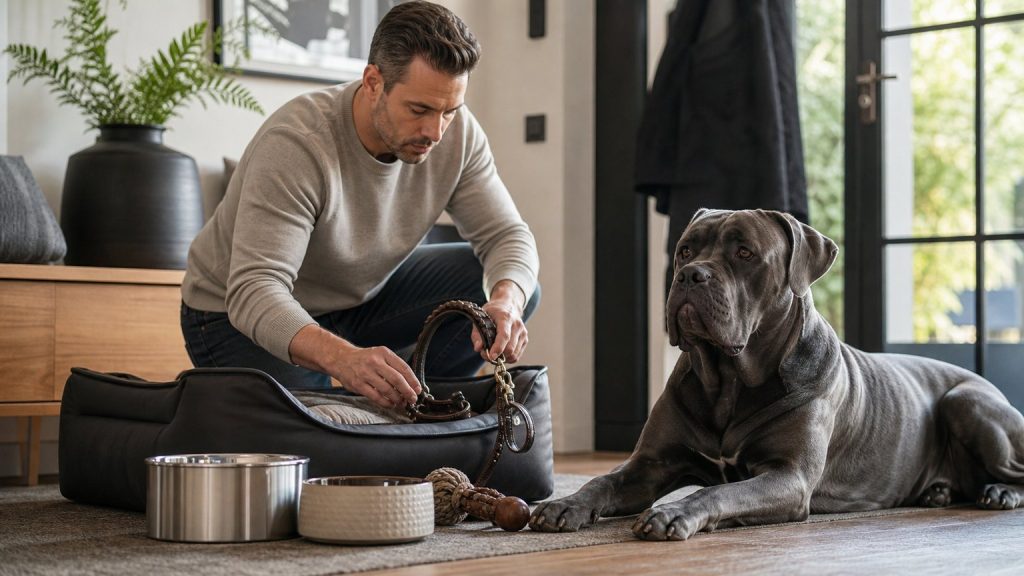 Accessoires de qualité préparés pour l’arrivée d’un Cane Corso à la maison
