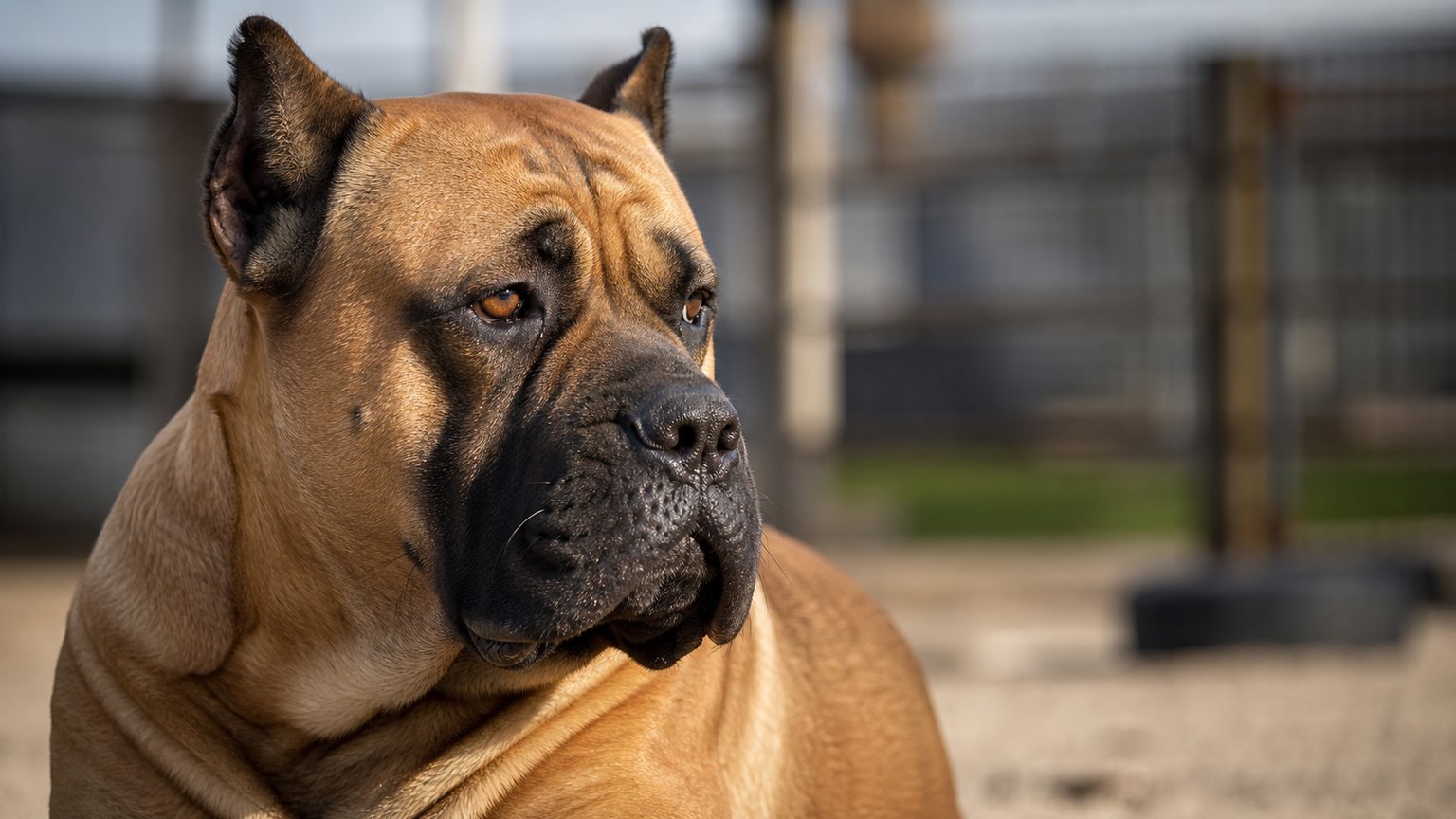 Détail de robe fauve de Cane Corso avec nuances beige à acajou