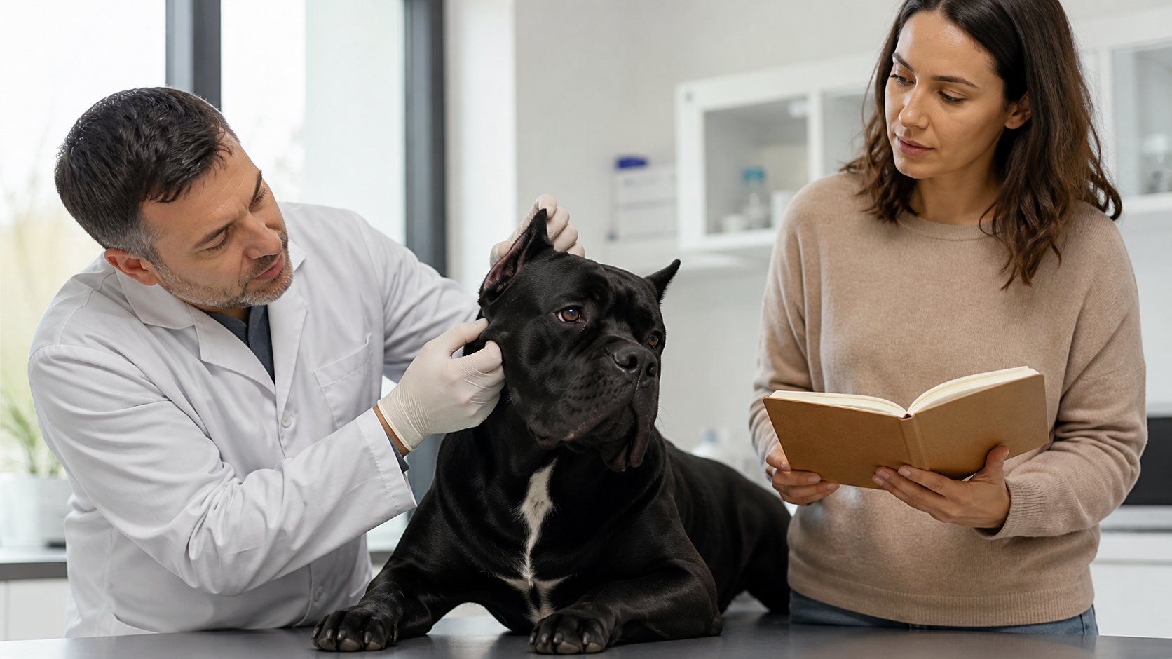 Cane Corso examiné en clinique pour des signes compatibles avec une allergie alimentaire