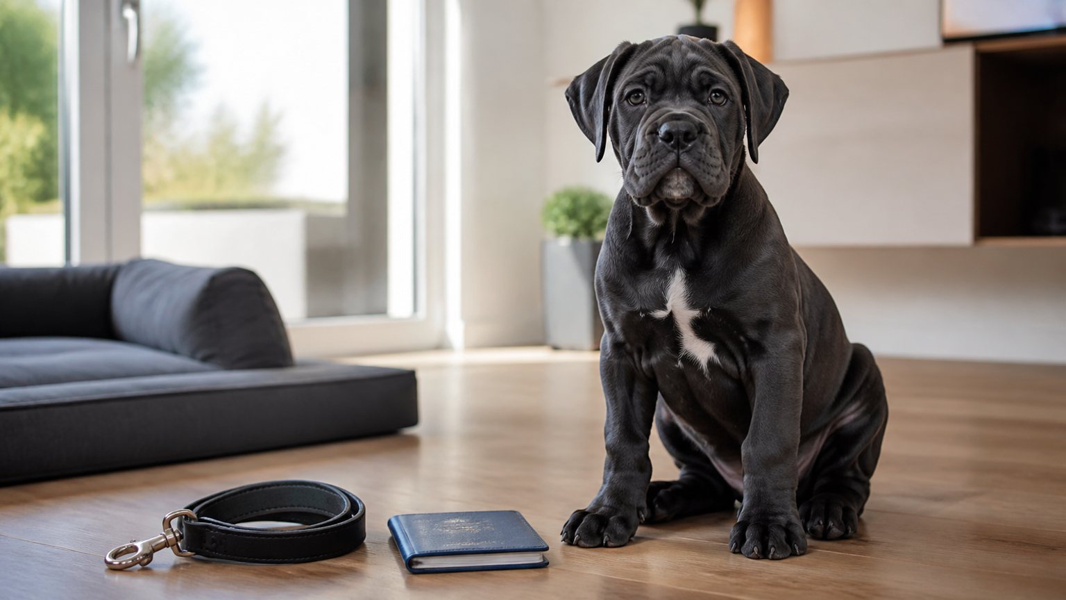 Chiot Cane Corso avec laisse et carnet de vaccination