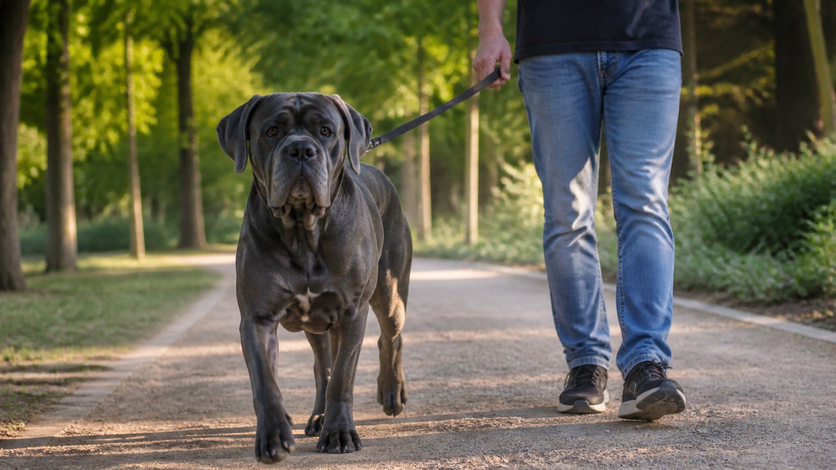 Cane Corso stérilisé en promenade pour maintenir son poids