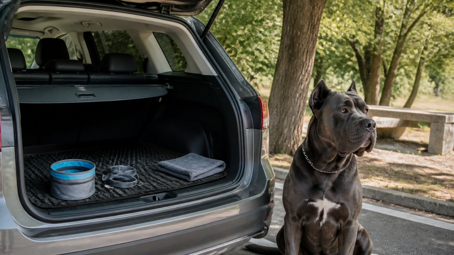 Préparation d’un long trajet en voiture avec un Cane Corso
