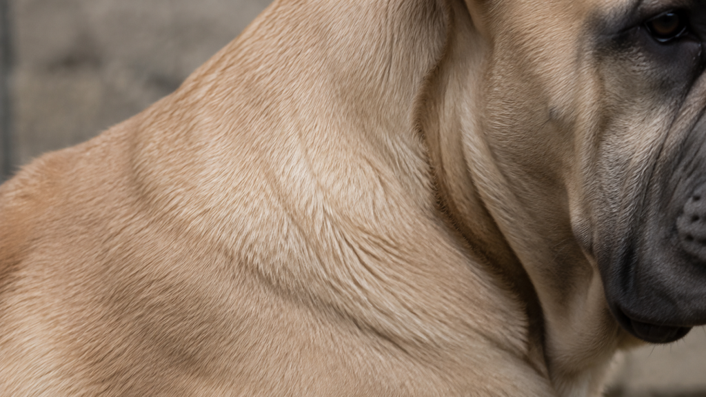 Nuances de robe sable et masque discret chez un Cane Corso