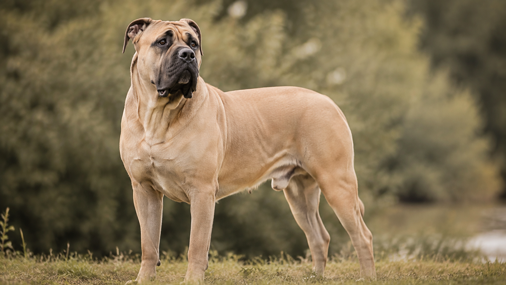 Cane Corso fauve clair ou froment observé en lumière naturelle