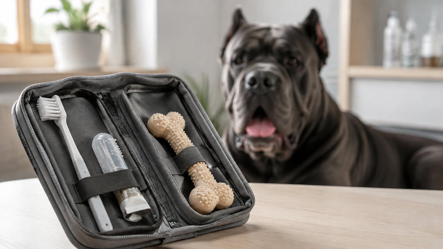Trousse de soins dentaires avec brosse et jouet de mastication pour Cane Corso